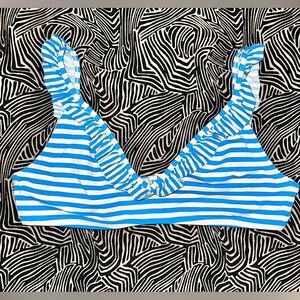 J Crew V Neck Ruffle Trim Bikini Top Medium